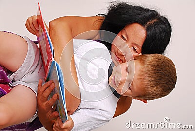 Mom & Son Reading Ten