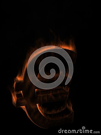 Money Euro symbol in fire