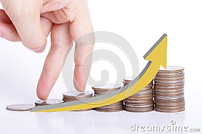 Money growth concept with finger