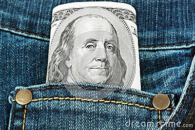 Money in a pocket of jeans