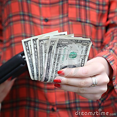 Money in woman s hand