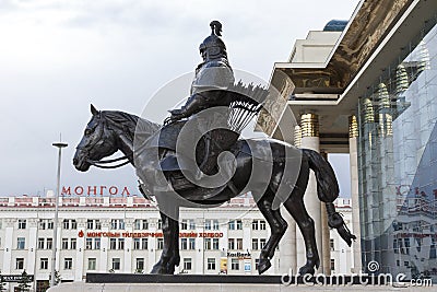 Mongolian Warrior on Horse Statue
