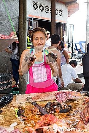 Monkey Meat sold in Belen Market in Iquitos, Peru