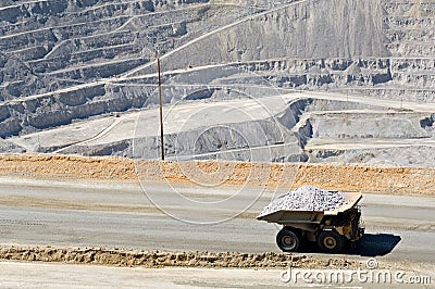 Monster dump truck in open pit mine