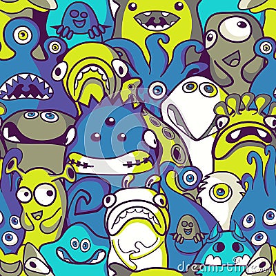 Monsters and aliens- seamless background