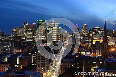 Montreal city skyline at sunset, Quebec, Canada