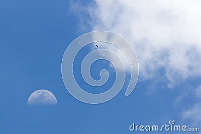 Moon cloud in blue sky