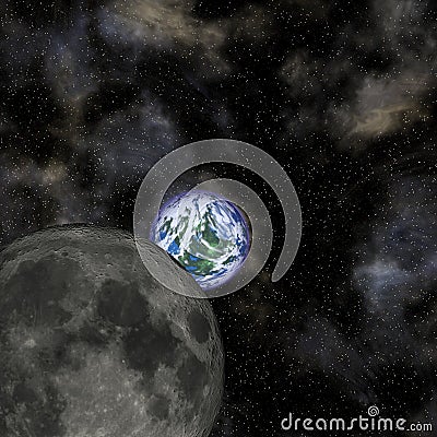 Moon and earth