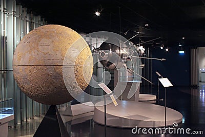 Moon globe and satellite in Space Museum