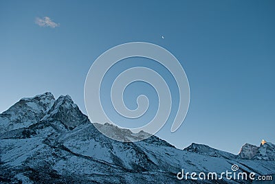 Moon and mountains