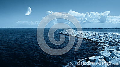 Moon on the ocean