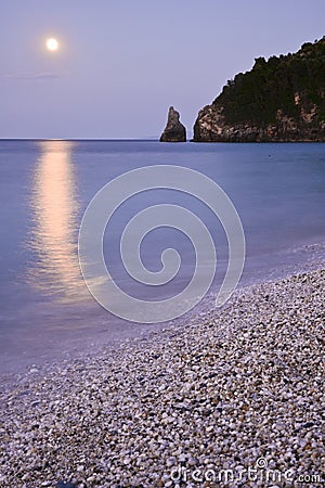 Moon with reflection over the sea