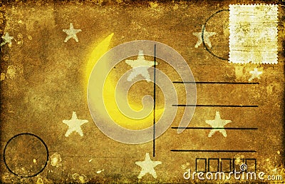 Moon and star postcard