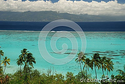 Moorea lagoon and Tahiti island. French Polynesia