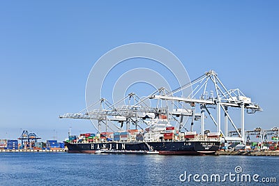 Moored container ship Port of Rotterdam