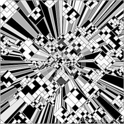 Mosaic Black White Gray Urban City Of Skyscrapers Vector