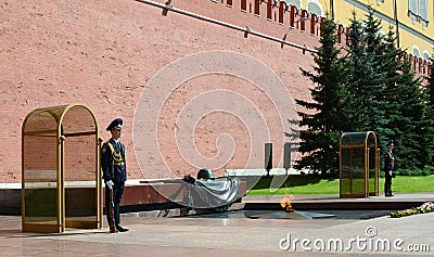 Moscow, Alexander Garden. Honor guard at the Tomb of the Unknown