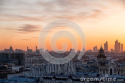 Moscow skyline at the sunset. Russia