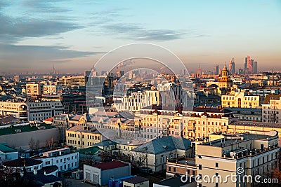 Moscow skyline at the sunset. Russia