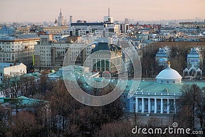 Moscow skyline at the sunset. Russia