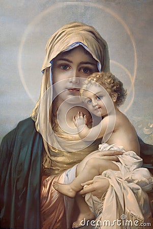 Mother of God. Typical catholic print image by anonymous author
