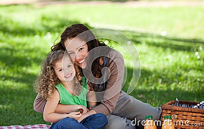 Mother and her daughter picnicking