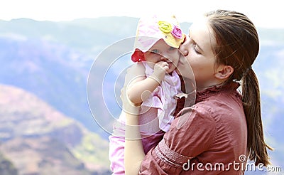 Mother and her daughter in Waimea Canyon