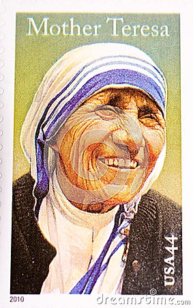 Mother Teresa, commemorated in US Postage Stamp