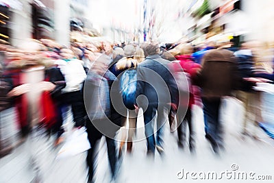 Motion blur picture of walking people