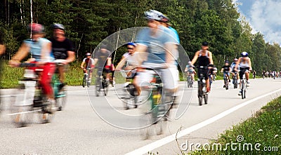 Motion blurred cyclists at cycle event