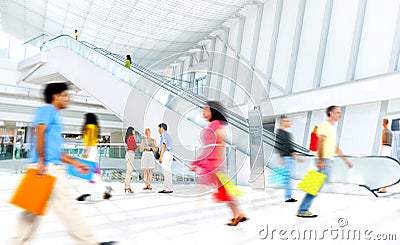 Motion Blurred People in the Shopping Mall