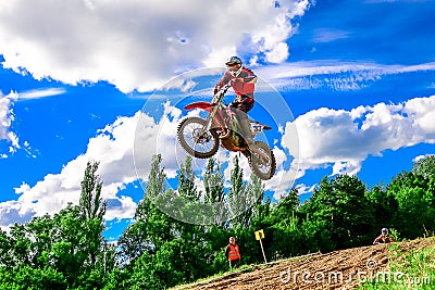 Motocross rider on the race