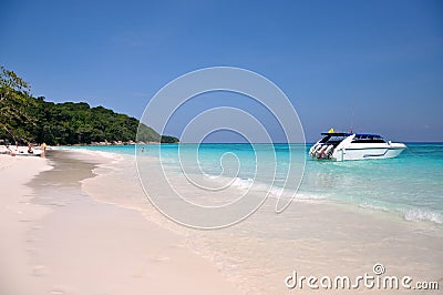 Motor boats on turquoise water of Indian Ocean