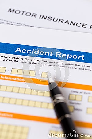 Motor or car insurance accident report form
