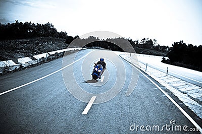 Motorbike moving on the road