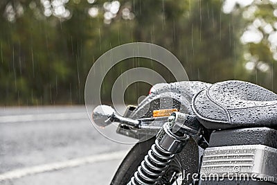Motorbike seat in rain