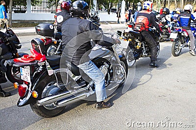 Motorbikes chromed engine. Bikes in a street