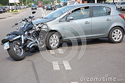 Motorcycle crash in urban area