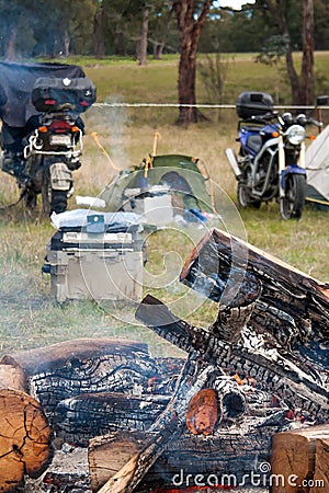 Motorcycle rally campfire