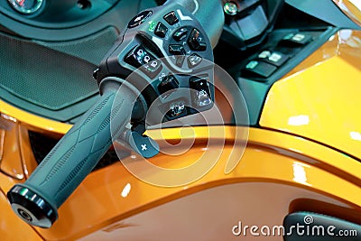 Motorcycle Steering Wheel Throttle Control Lever Closeup