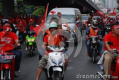 Motorcycle Taxi Red Shirt protestors