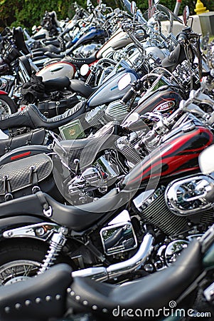 Motorcycles in a line