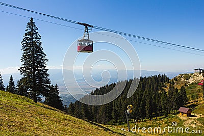 Mountain cable car in a sunny day