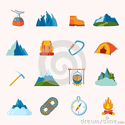 Mountain icons flat