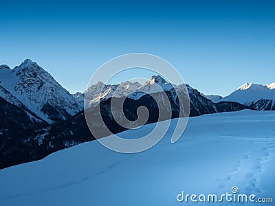 Mountain range in winter