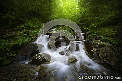 Mountain river in a misty day