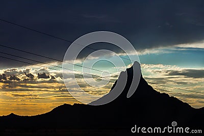 Mountain silhouette at sunset