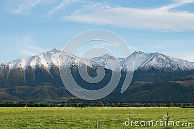 Mountain with snow in Springfield, West Coast, South Island, New