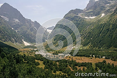 Mountain Valley, a top view of the river bed.Landscape with a mo