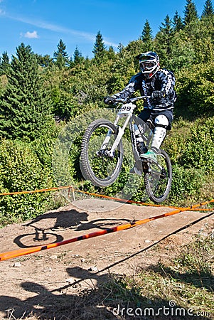 Mountainbiker jumping - in motion blurr